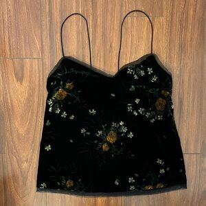 Zara Black Floral Velvet Camisole